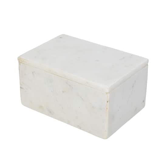 Hello Honey® White Marble Box Storage Container with Lid | 6" x 4" x 3" | Michaels®
